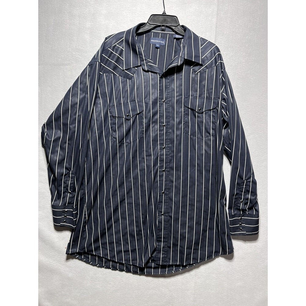 Panhandle Slim Men’s 19/36 Western Shirt Pearl Snap Navy Stripe Cowboy Rodeo